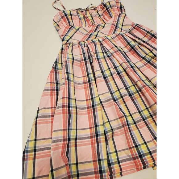 Chaps Ralph Lauren Bright Spring Pink Plaid Strappy Dress Girls Size 7 - Picture 2 of 6